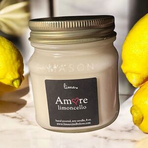 Amore Limoncello Soy Candle Hand Poured In Mason jar 8 Oz.